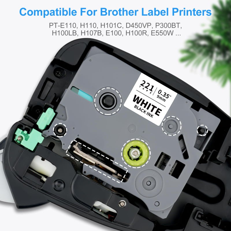 Absonic Tz-221 9mm 0.35" Label Maker Tape Compatible for Brother Tze-221 9mm 0.35" Laminated Black on White P Touch Tz Tze Label Tape 3/8" Work for Ptouch PTH100 PTH110 PTD600 PTD400 PTD210, 4-Pack - Image 3
